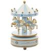 Miniature Horse Carousel Wooden Music Box with Rotating Merry-Go-Round Horses, Wind-Up Musical Figurine Nursery Decor for Baby Room Home Decor,