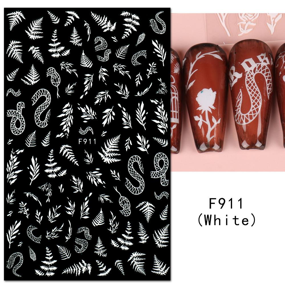 1PCS Black White Butterfly Laser Nail Stickers Nail Art Decoration Abstract Lines Bronzing Flowers Stickers For Nails