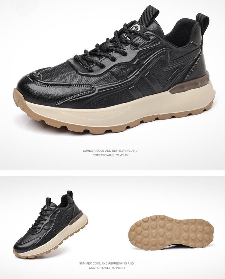 Spring Autumn Platform Cow Leather Sneakers for Men Fashion Casual Lace Sports Shoes Male Solid Color Designer Zapatos Hombre
