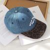 Fashion Korean Style Letter Embroidered Leopard Print Denim Baseball Cap Hip Hop Y2k Peaked Caps For Women Men Snapback Hats