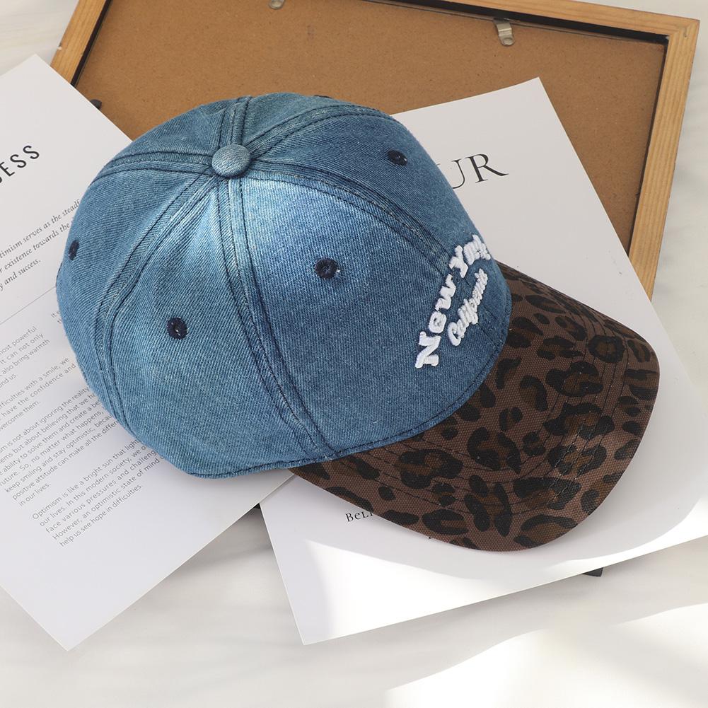 Fashion Korean Style Letter Embroidered Leopard Print Denim Baseball Cap Hip Hop Y2k Peaked Caps For Women Men Snapback Hats