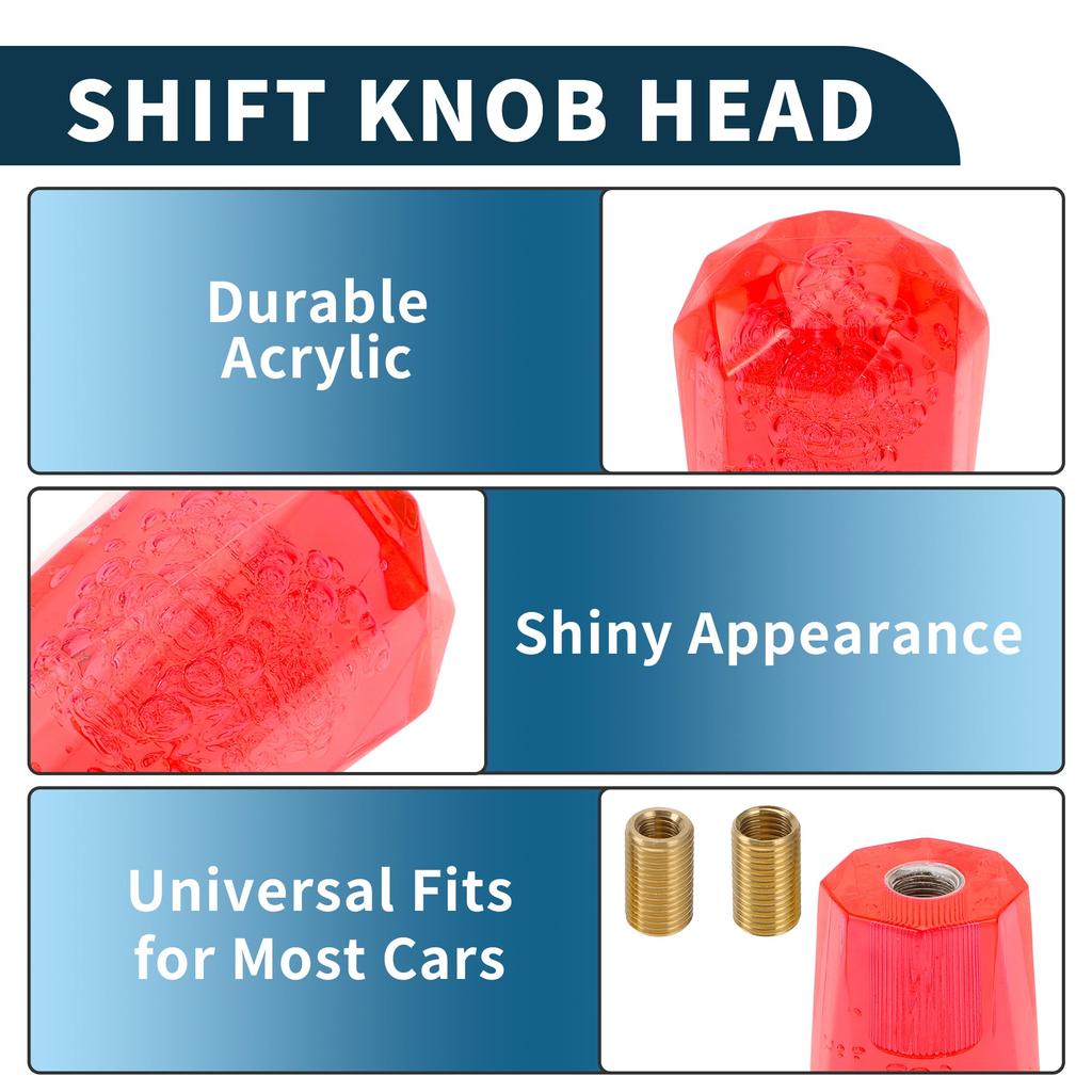 TUCKBOLD Car Gear Shift 1 for Automobiles and Manual with 2 Adapters Knob, Red, Set, Transmissions, Acrylic, Universal,