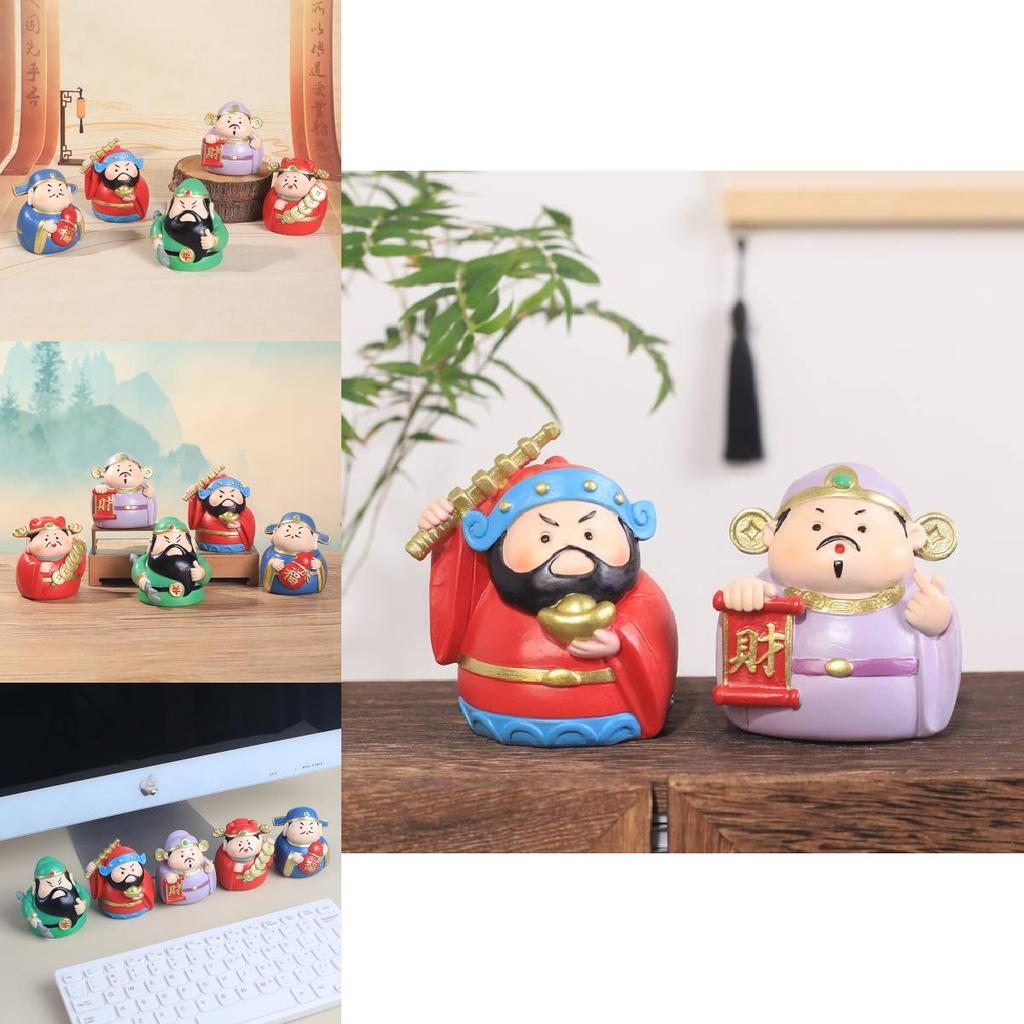 Adorable Resin Car Decorations Lucky Wealth God Figures Cartoon Style Stress Reliever
