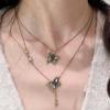 Retro Black Golden Colour Butterfly Necklace Fashion Punk Style Flowing  Tassels Layered Collarbone Chain Wedding