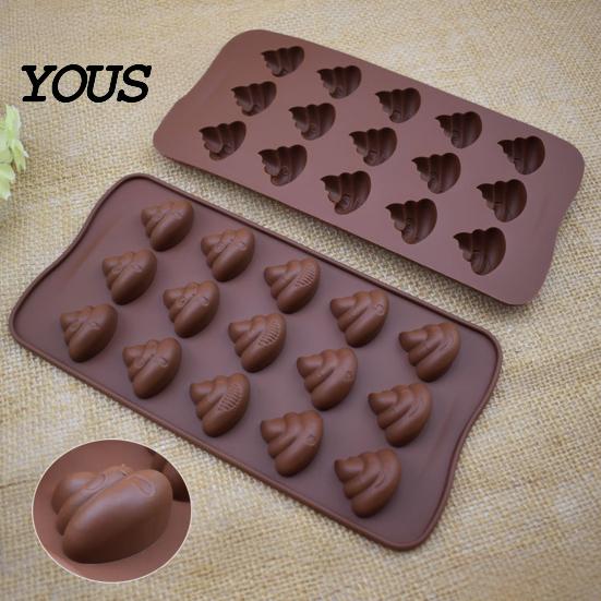 Silicone Molds for Cake Toppers Funny Poop Chocolate Mold, 15 Cavity Baking Tray, Non-stick Heat DIY Fondant Decorating Tools Resistant Dessert