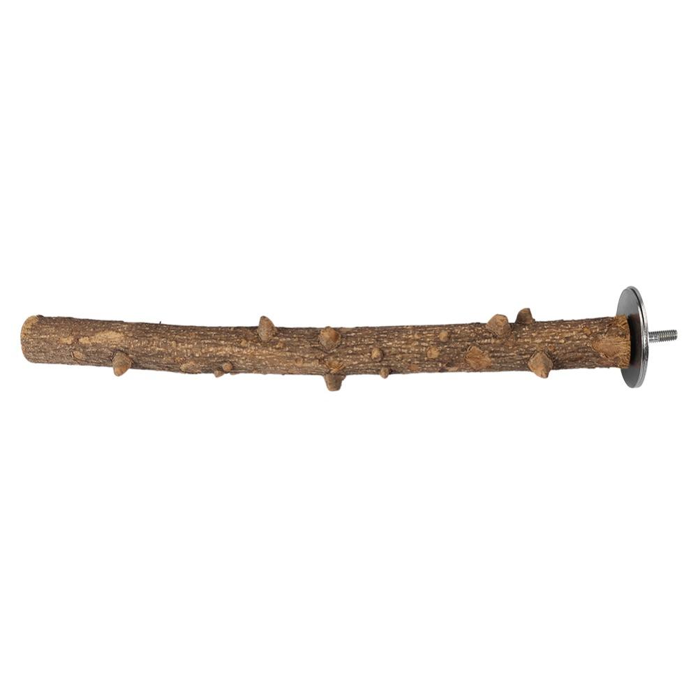 Natural Wood Parrot Perch Stand Prickly Ash Wood Bark Texture Bird Grinding Perch Screw-On Install Chew-Proof Durable