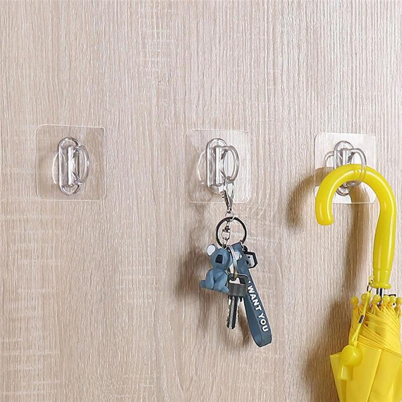 5-30pc Transparent Wall-Mounted Circular Hooks Multifunctional Storage Round Ring Hook Bathroom Home Hang Curtain Rod Bracket
