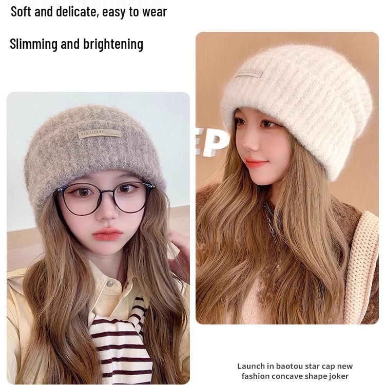 Newcomer Discount: Women's Autumn/Winter Wool Beanie for Large Heads, Slims Face, Korean Style