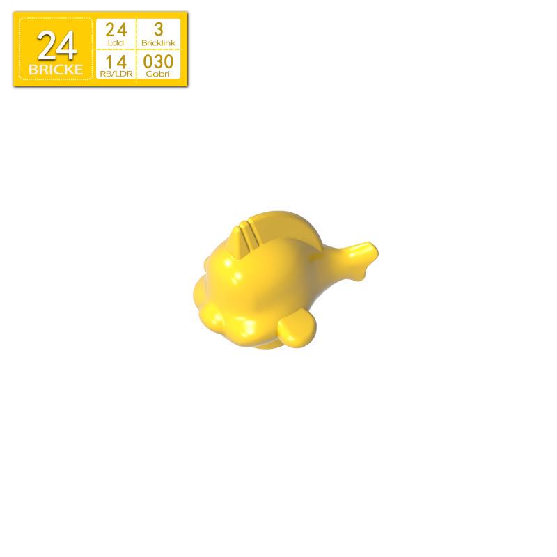 BRICKE 15679 Brick Fish: Lego-Compatible MOC Spare Parts Set 50g (approx. 54 pieces) жёлтый