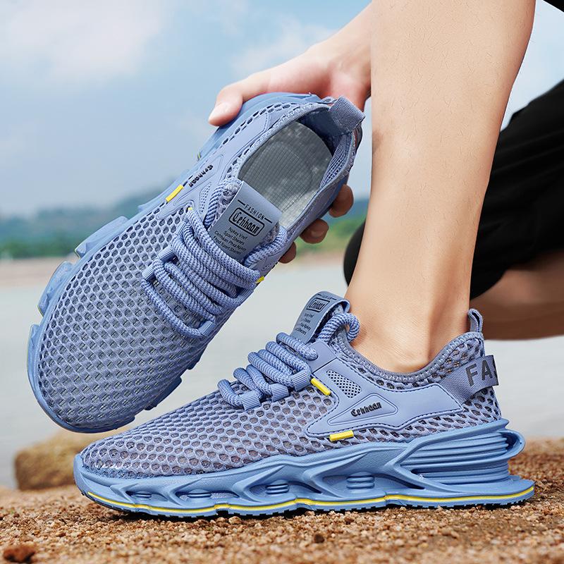 Summer Mesh Hollow Wading Men's Shoes Fashion Versatile Lightweight Breathable Casual Shoes Wear Travel Hiking Shoes