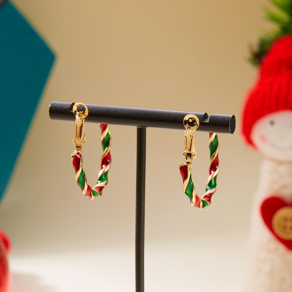 1 Pair of Fashion Christmas Earrings Christmas Tree Women's Christmas Earrings Versatile Personality Christmas Color Spiral Earrings Holiday Earrings