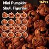16Pcs Resin Halloween Skull Pumpkin Miniature DIY Craft Halloween Pumpkin Decorations Creative Halloween Pumpkin Figurine