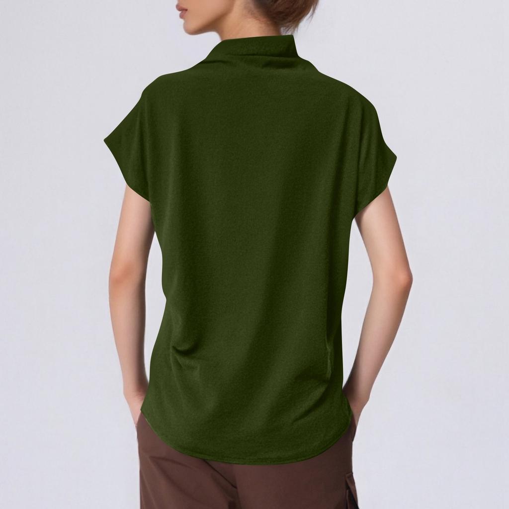 Women's Turtleneck Top Crewneck Short Sleeve T-shirt