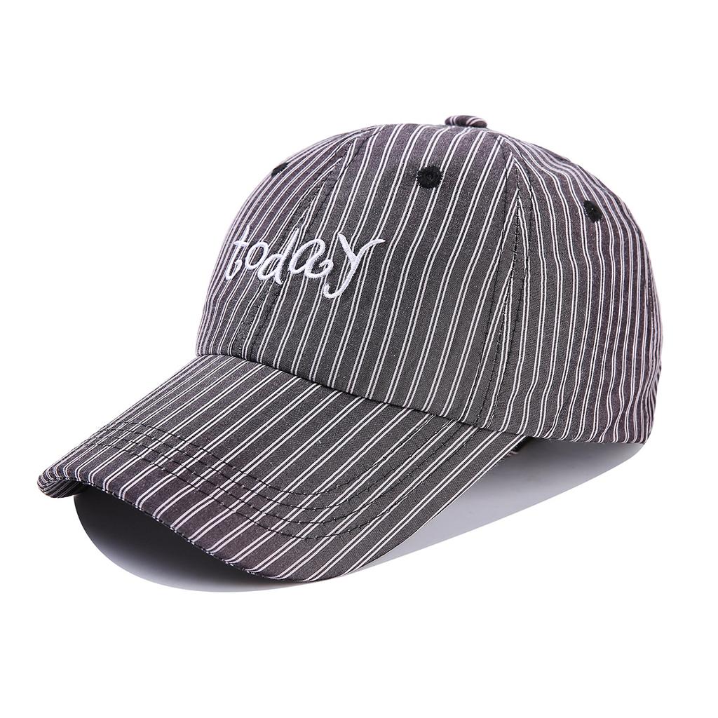Striped Small Fresh Sun Cap Today Letter Embroidered Bow Back Tie Strap Baseball Cap Female