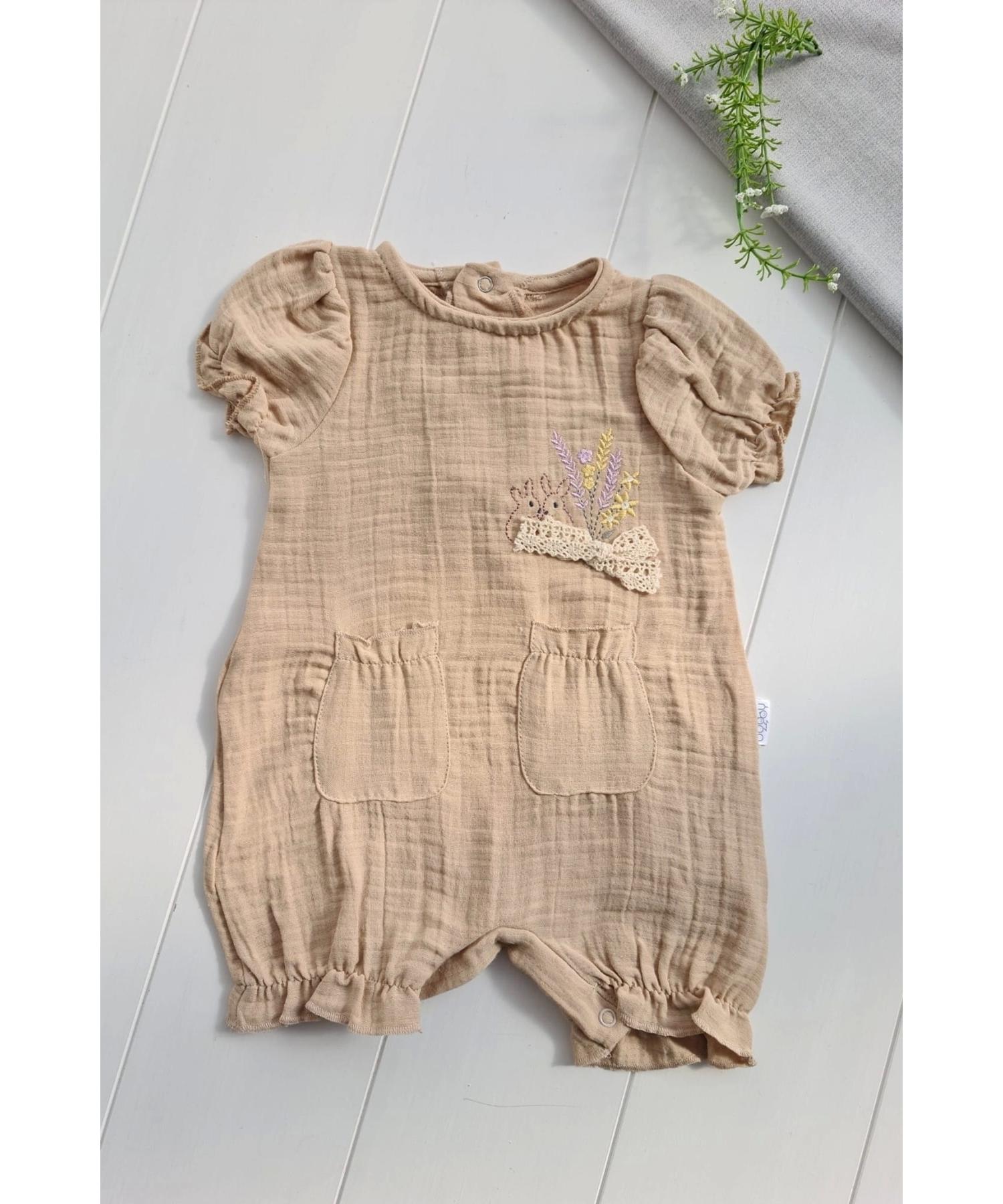 

Хлопковые комбинезоны для маленьких девочек из муслиновой ткани с цветочной вышивкой