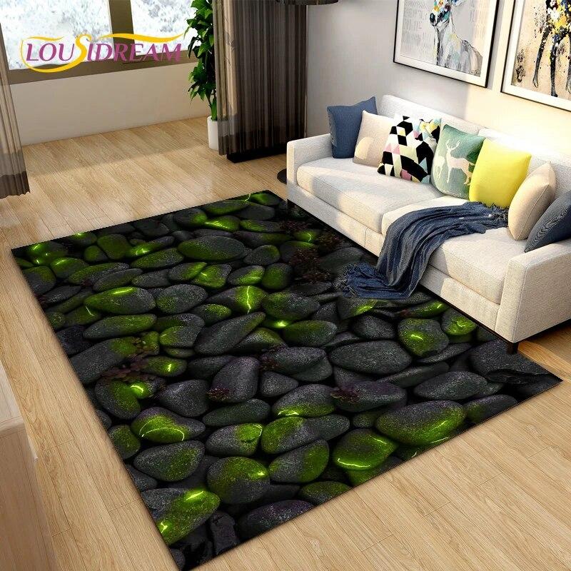 3D Color Cobblestone Stone Area Rug,Carpet Rug for Living Room BedRoom Decoration,Kitchen Doormat Bathroom Anti-slip Floor Mat