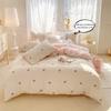 Pink Bowknot Embroidered 3 Piece Bedding Set Comfortable Duvet Cover And Sheet Set For All Seasons