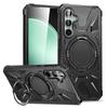 Case for Samsung Galaxy A15 5G, Armored for MagSafe with Stand, Black + 9H Glass