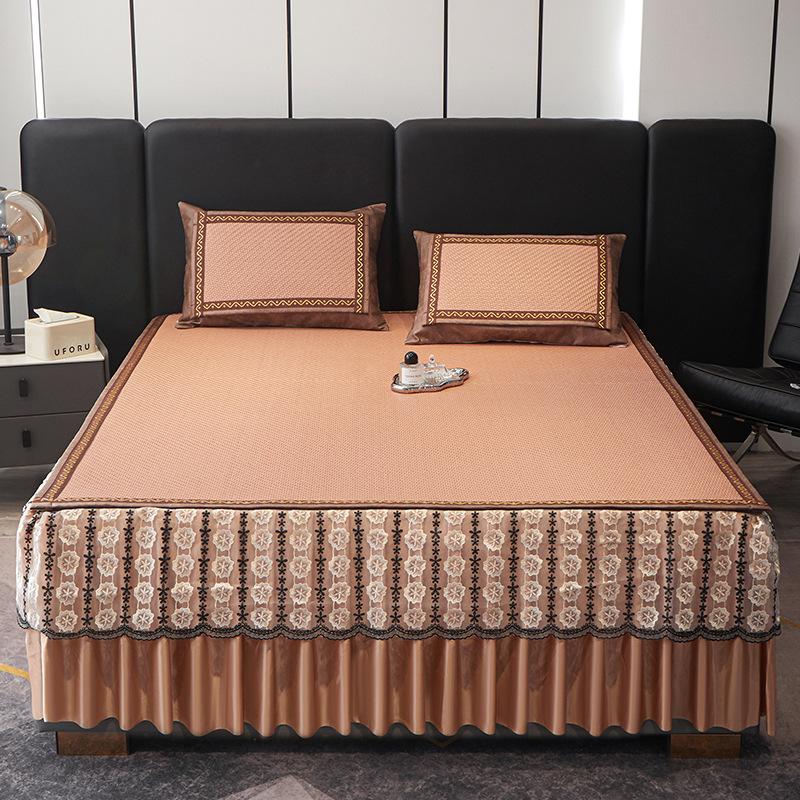 Detachable Bed Skirt Summer Bed Mat For Home Baby Safe Ice Rattan Mat Cool Summer Bedding Grass Mat Mother And Baby Level Ideal For Hot Weather