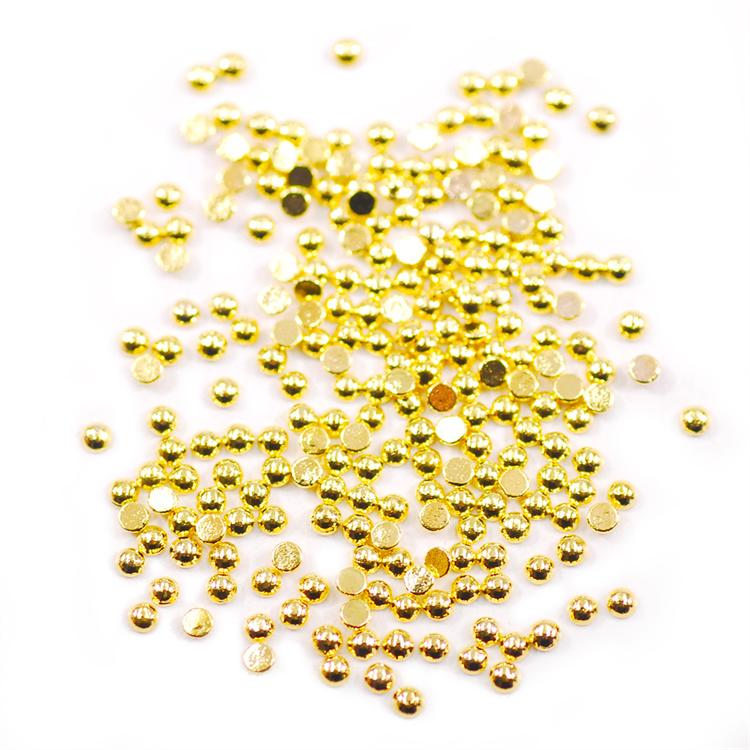 Hisenlee 1.5MM Gold Silver Half Round Flatback Metal Loose Rhinestones 10000Pcs/Bag Made Alloy Garment Decoration