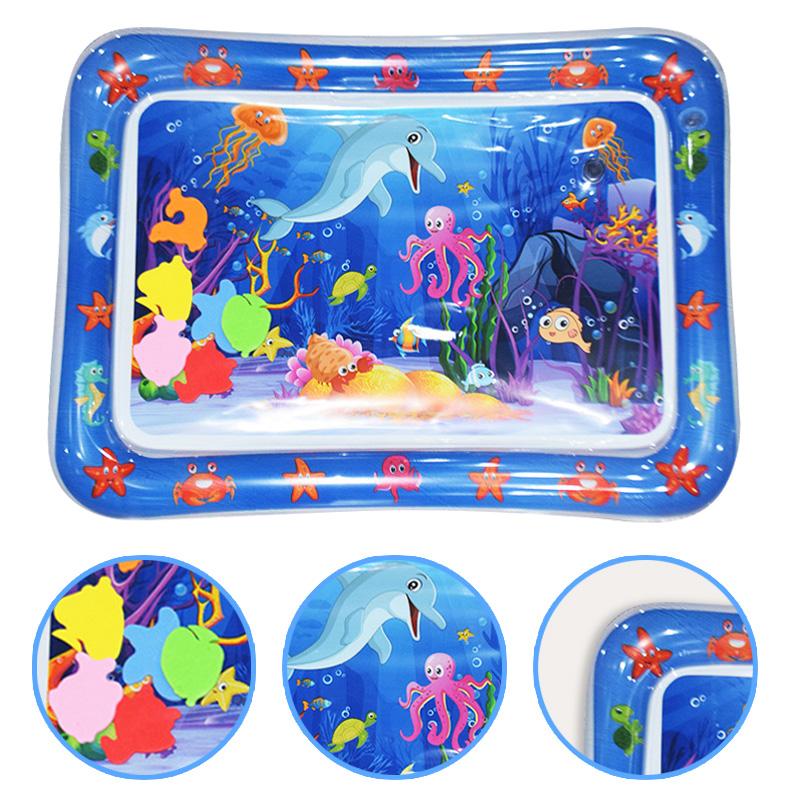 1Pc Blue Dolphin Inflatable Pvc Playing Mat Baby Play Water Mat Toddler Pad Kids Early Education Activity Toys Mat Cushion Gift