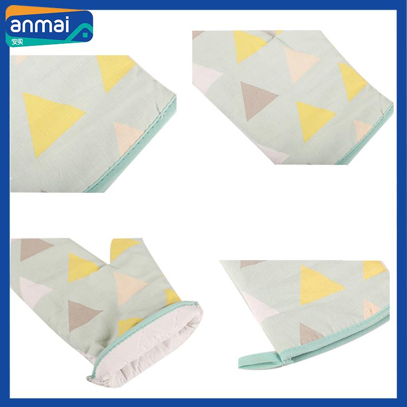 Anmai Cotton Oven Microwave Mitts Kitchen Silicone Mittens Heat Resistant Waterproof Grill Air Fryer with Hook Baking Tool