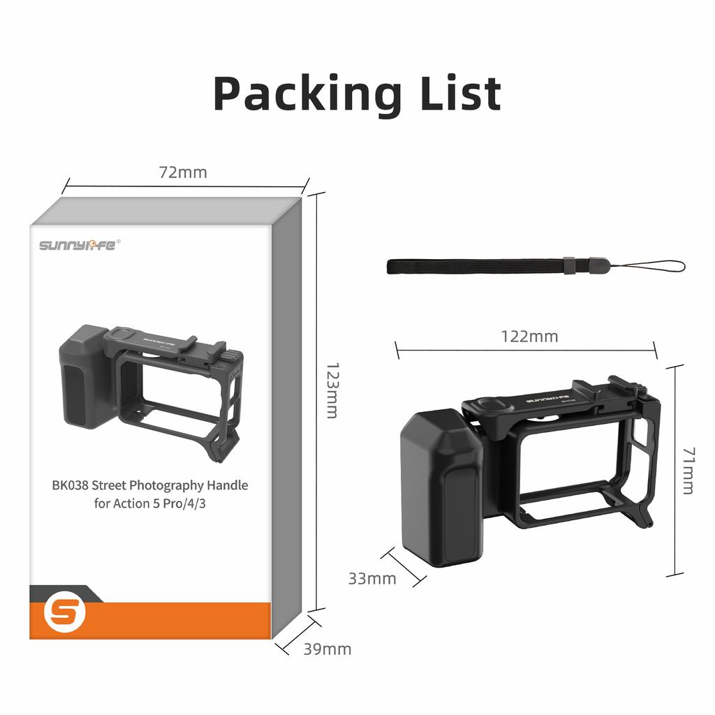 Action Camera Street Photography For DJI Action 1 Pro/Action 1/1 Shooting Hand Handle Grip Quick Release Mount/Protector Frame