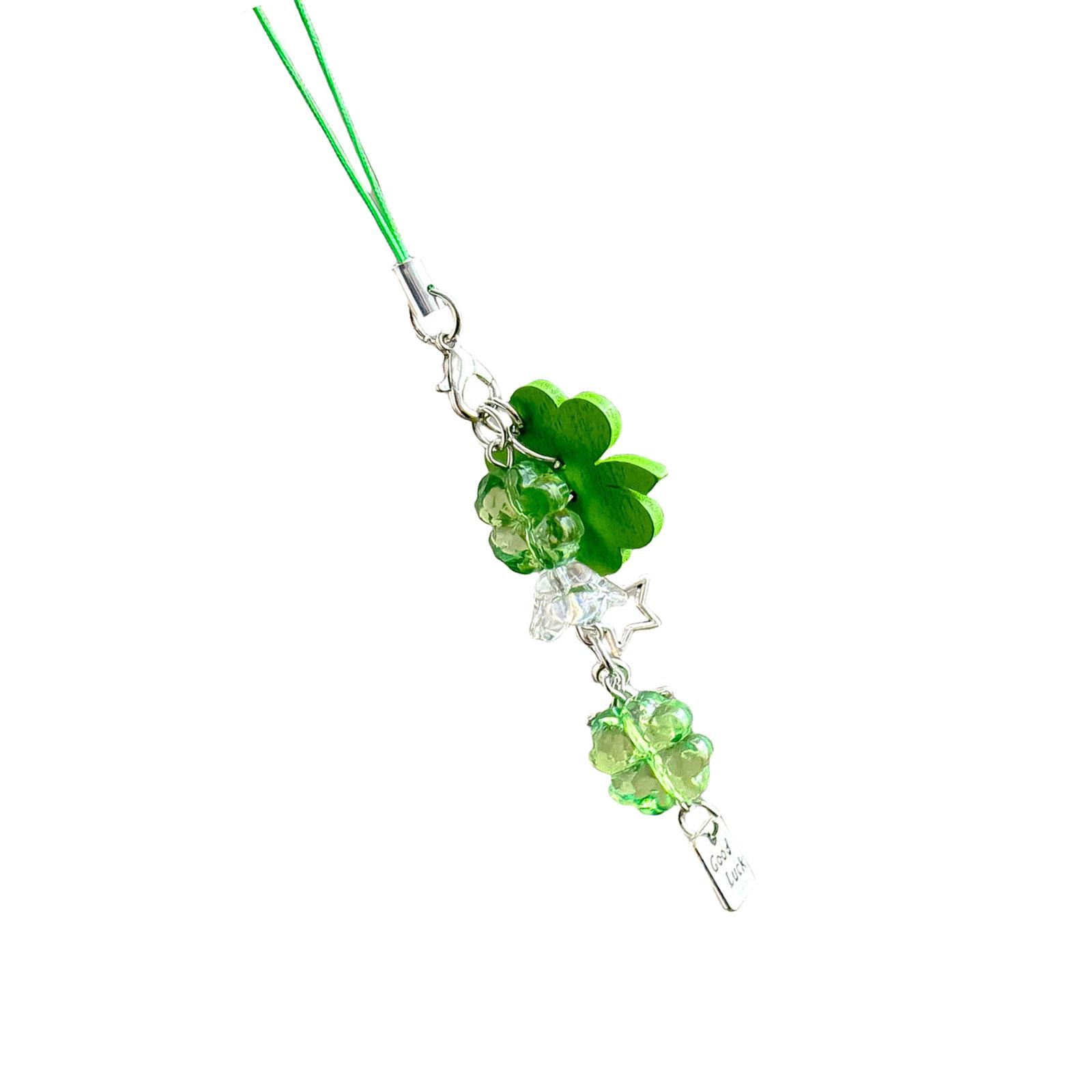 Sturdy Beaded Clovers Keychain Attractive Phone Adornment Ideal for Trendsetters and Individualistic Decors 1