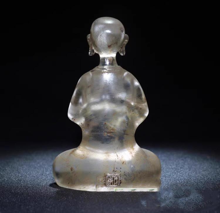 Collection Chinese Old Beijing Glaze Carved Exquisite Buddha Statue Amitabha Art