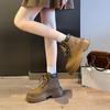 British Style Platform Martin Boots Women's 2025 Autumn New Fashion Retro Tooling Big Yellow Boots Fried Street Locomotive Small Short Boots