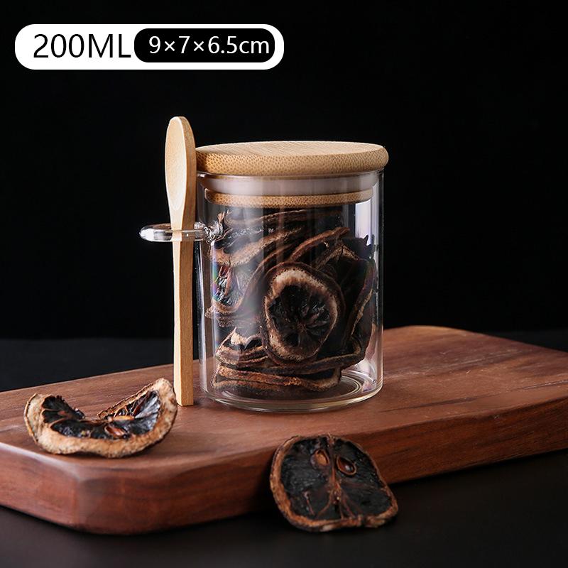 200/550/700ML Airtight Spice Jars with Lids Spoons Transparent Food Storage Containers Kitchen Organizer Pantry Supplies