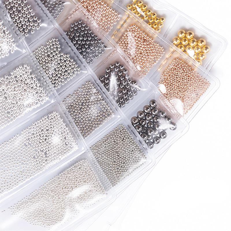Smíšené 6 Velikost 0,8 mm Micro Nail Nerezová Dekorativní Nail Rose Gold a Silver Příslušenství na nehty