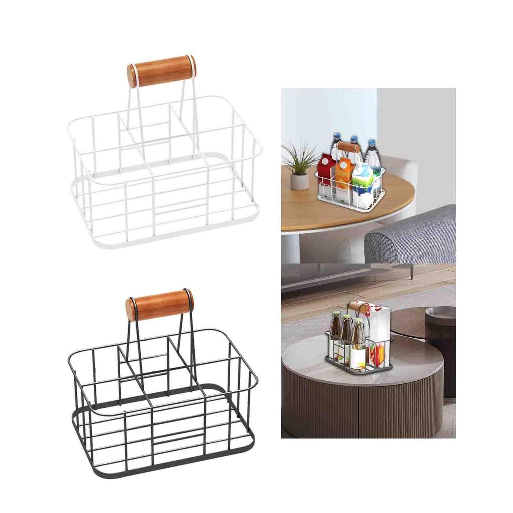 Drink Carrier Equipment with Handle Multifunction 6 Grid Reusable Drink Caddy Holder Wine Bottle Storage for Office Catering KTV