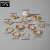 European and American design liquid lava flower opening ring ins baroque imitation pearl set gemstone ring