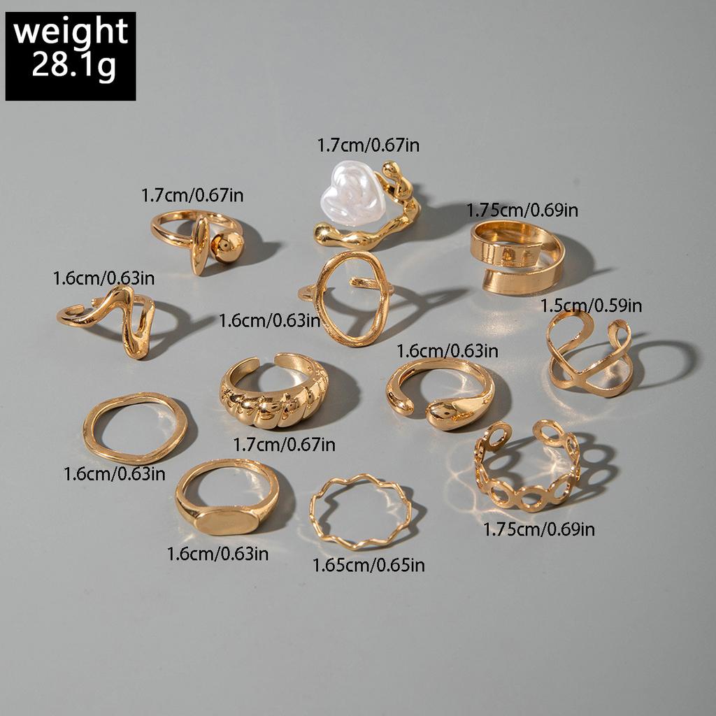European and American design liquid lava flower opening ring ins baroque imitation pearl set gemstone ring