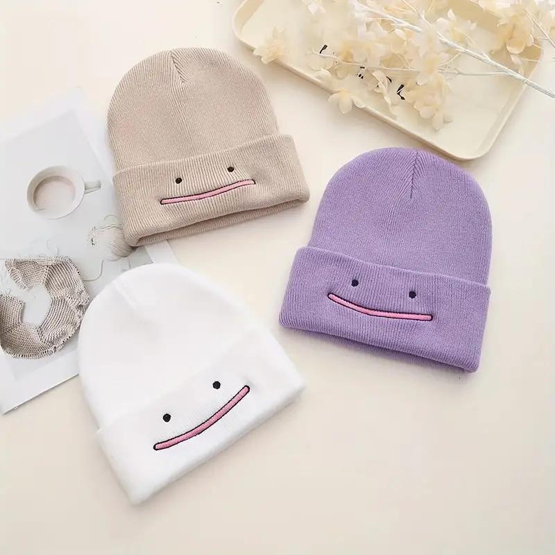 New Knitted Beanies Hat Anime Embroidered Beanie Men Women Autumn Winter Warmer Skull Bonnet Outdoor Windproof Ski Skullies Hats