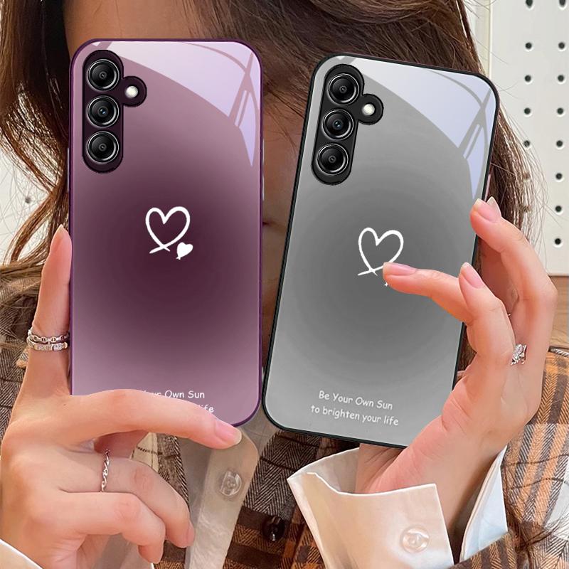 Gradient Heart Shape For Samsung A73 72 71 A70 56 55 54 A53 52 51 A50 42 A35 A34 33 32 31 26 25 24 23 22 30 Glass Phone Case