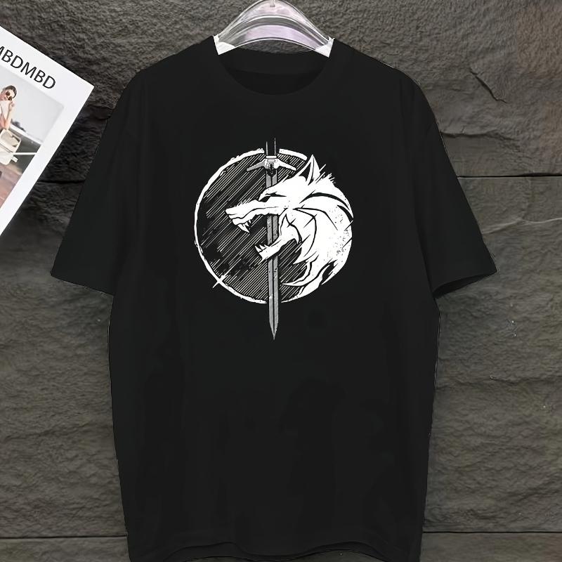 Wolf & Sword Totem Graphic T-Shirt,Soft Breathable & Fade-Resistant, Classic Fit for Daily Casual Wear