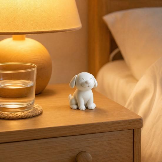 Dog Figurine, 3D Printed Cute Puppy Sculpture, Small Smile Animal Desktop Ornament for Living Room Table Decor, Gifts for Dog Lovers