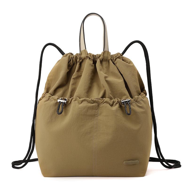 Large Capacity Backpack Women's Fashion Niche Drawstring Schoolbag Bucket Bag Leisure Lightweight Travel Backpack