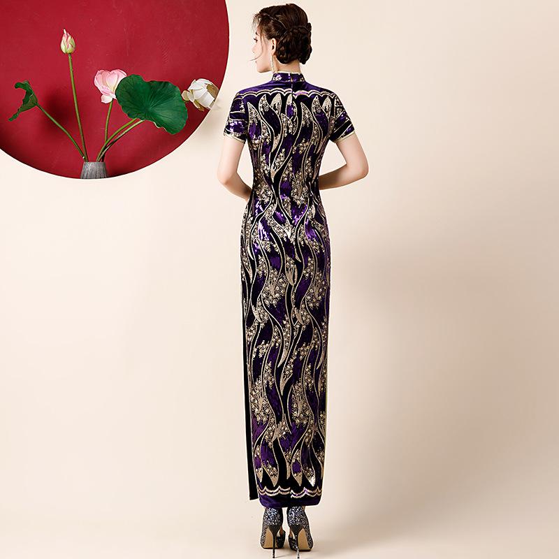 Cheongsam new autumn temperament model thin catwalk performance clothes long Chinese style elegant improved dress