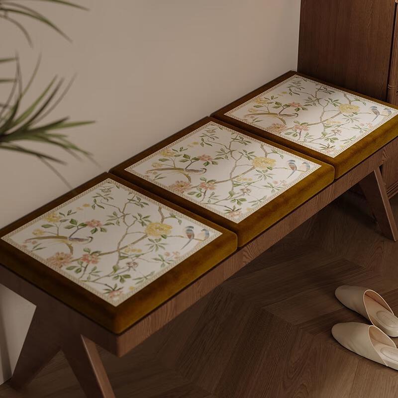 SEE KEAN New Chinese Style Velvet Dining Chair Cushion