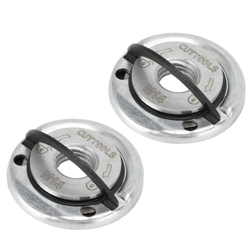 2 buc Piulițe flanșă polizor unghiular M14 Stabilitate ridicată Oțel carbon Eliberare rapidă Piuliță de blocare flanșă polizor pentru înlocuire sau fixarea discurilor de tăiere
