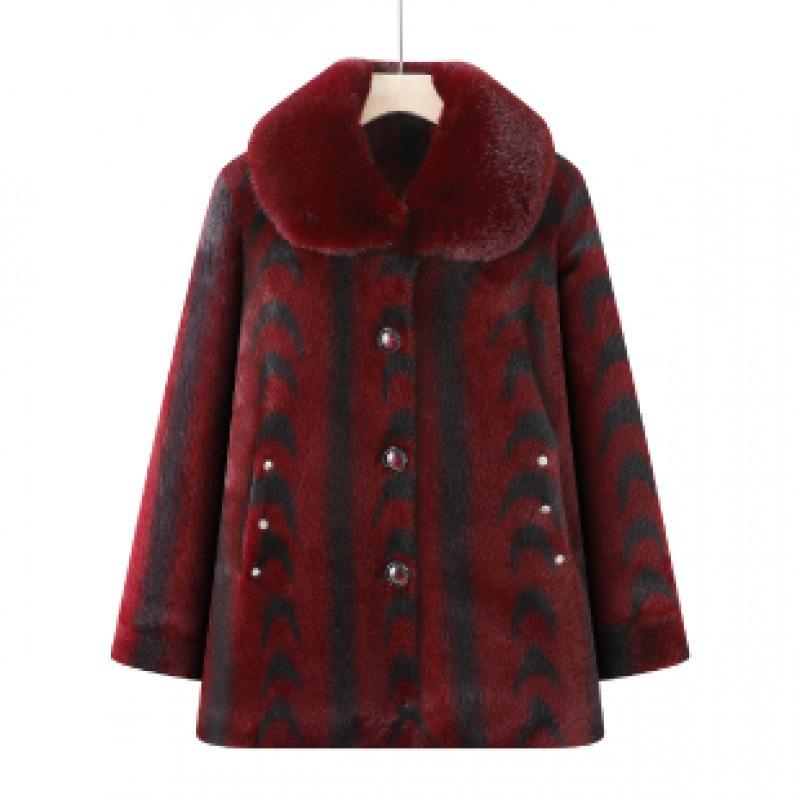 New winter velvet cotton-padded coat wife winter imitation fur coat old woolen coat