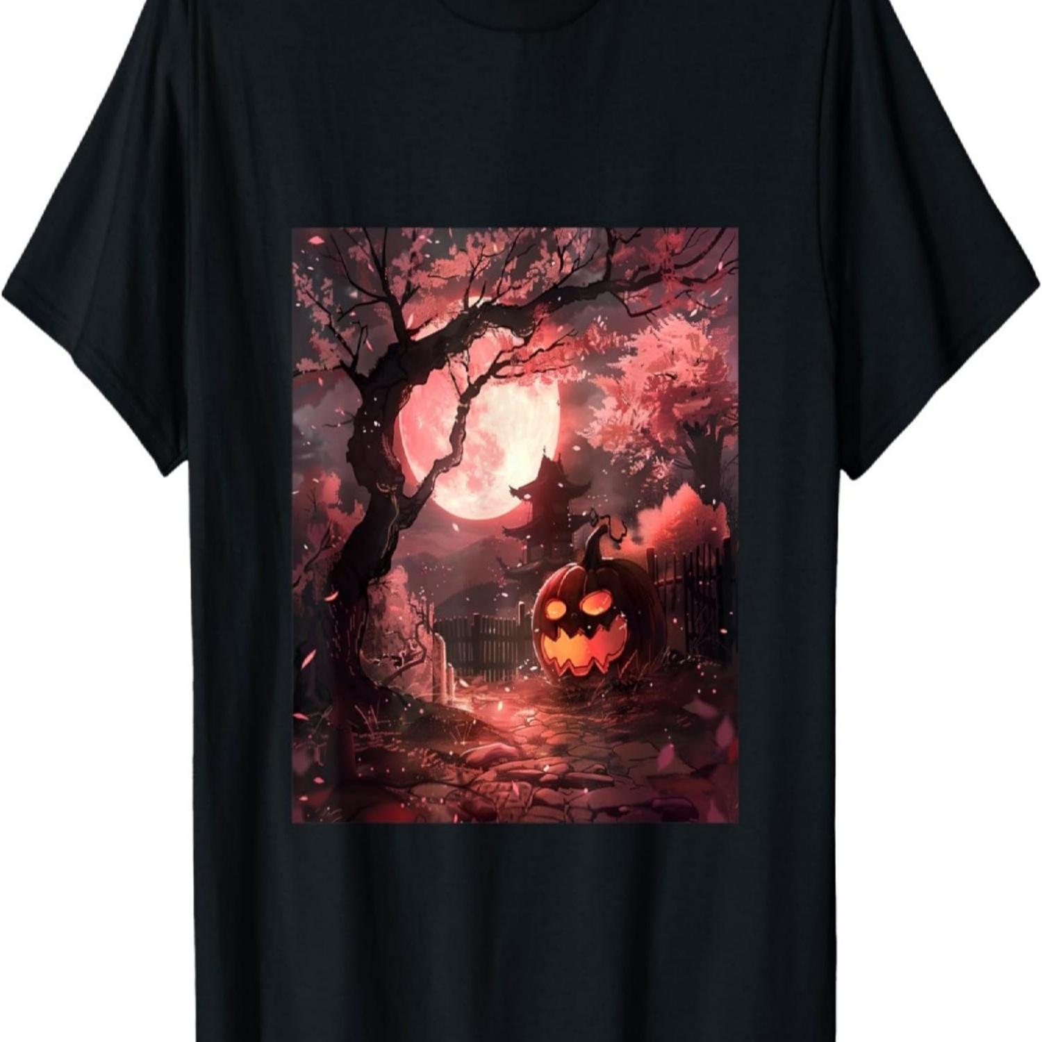 Mystic Cherry Blossoms_ A Moonlit Halloween T-Shirt S чёрный