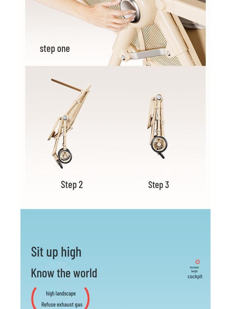 Lightweight & Portable Baby Stroller: Reclining, Four-Wheel for Ages 0-5