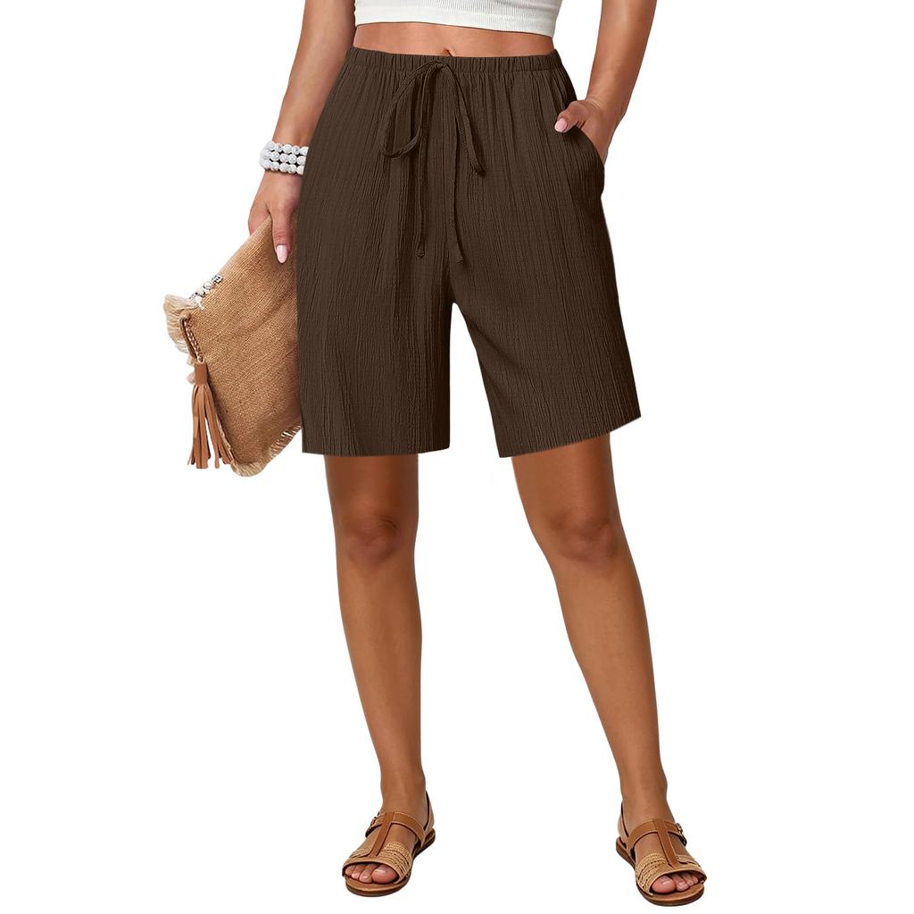 Damen locker gerade Kordelzug Tasche Freizeitshorts