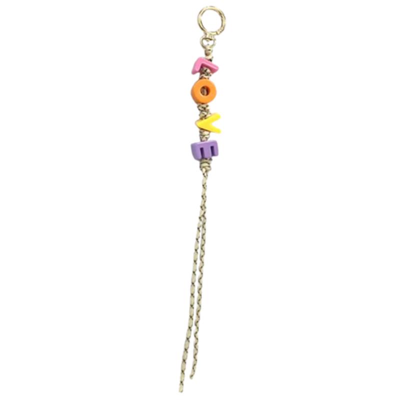 Acrylic Letter Braided Keychain Colorful Nylon Rope Keyring Women Bag Pendant Handbag Charms Key Hanging Decoration
