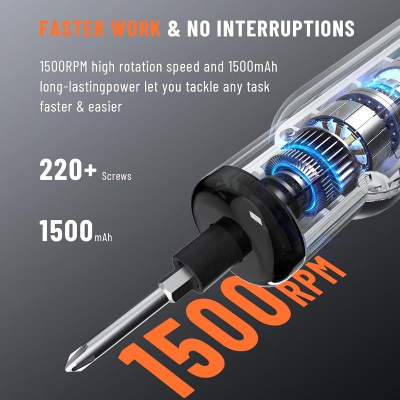 Ergonomic Cordless Screwdriver 3 Adjustable Torques Modes Magnetic Bit Holder For Secure Fastening