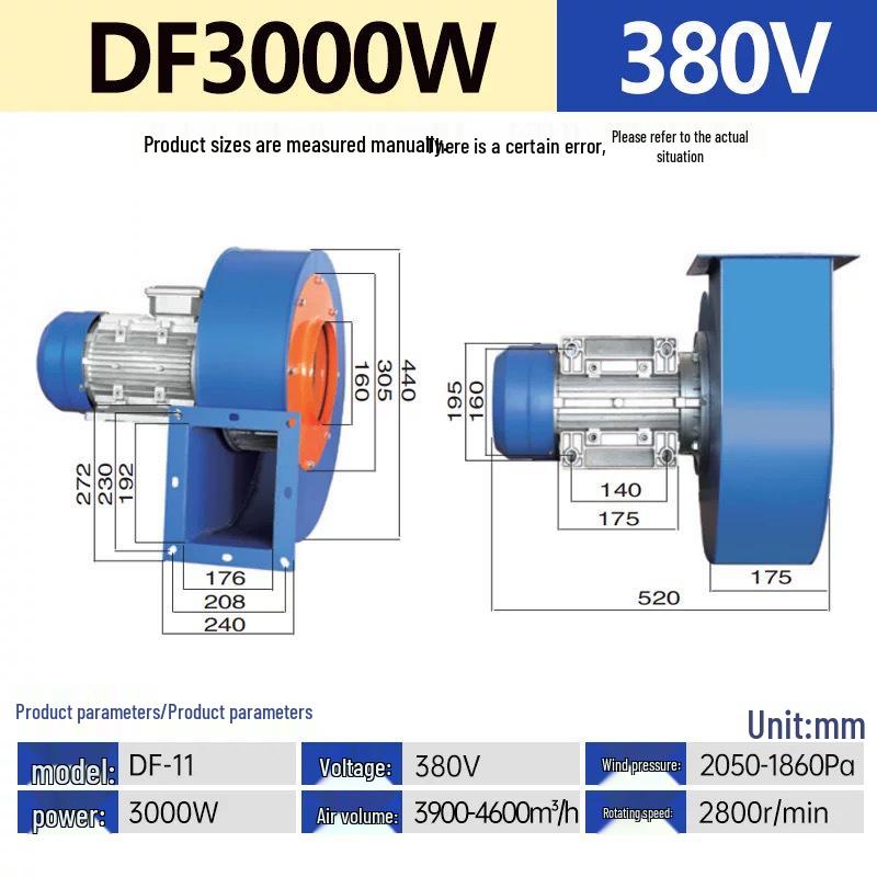 High-Temperature Resistant DF Centrifugal Multi-Blade Exhaust Fan for Industrial Dust Removal and Kitchen Ventilation